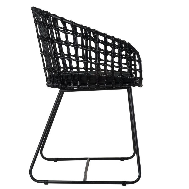 CHAIR METAL RATTAN BLACK JAPAN - CHAIRS, STOOLS